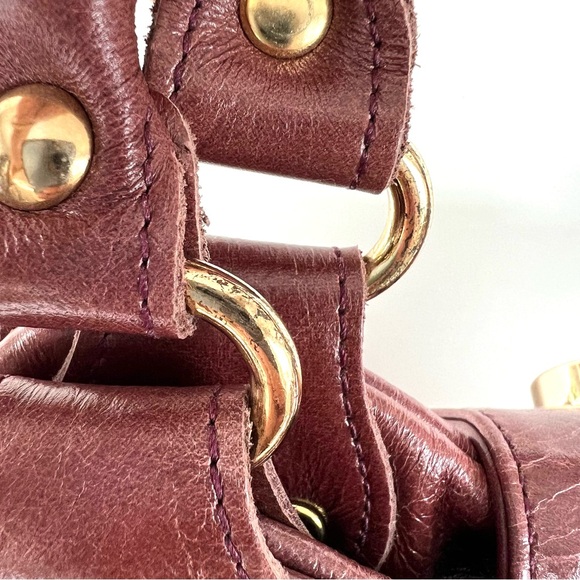 FOLEY + CORINNA Brownish Leather Gold Hardware Unique Large Shoulder Bag Satchel - Picture 14 of 16